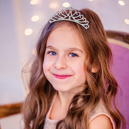 inSowni 8 Pack Decorative Silver Metal Princess Birthday Party Prom Wedding Pearl Rhinestone Crown Hair Side Combs Slides ...