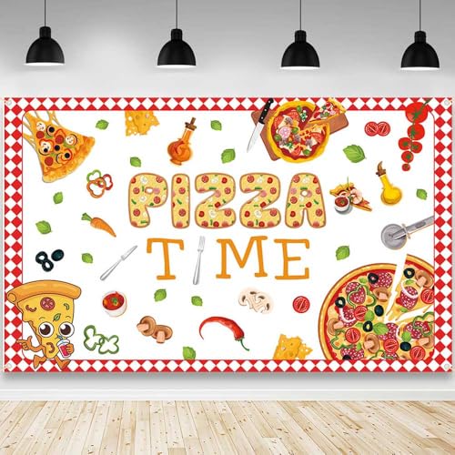 AIBIIN Pizza Backdrop Pizza Time Photography Background Cooking Pizza Birthday Party Decoration Supplies Banner Photo Boot...