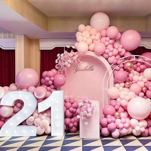 PartyWoo Mauve Balloons 100pcs Different Sizes of 18 12 10 5 Inch Dusty Pink Rose Boho Netural Balloon Arch Kit Garland fo...