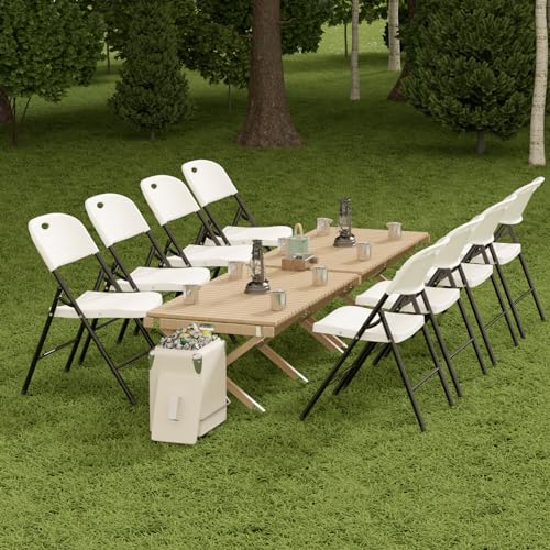 Nazhura 350 Weight Limit Heavy Duty Plastic Folding Chair with Reinfoced Steel Frame for Indoor and Outdoor, Wedding, Part...
