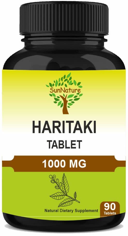 SunNature Haritaki Tablets 90 Tablets, 1000 mg| 45 Days Supply | Terminalia chebula | Vegan| from India