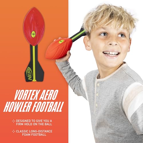 Nerf Vortex Aero Howler Foam Ball, Classic Long-Distance Football, Flight-Optimizing Tail, Whistling Sound, Indoor & Outdo...