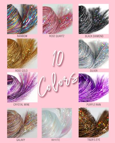 6 Pcs Clip in Hair Tinsle Kit, 19.6 Inch Heat Resistant Glitter Tinsel Hair Extension Clips, Fairy Sparkle Strands Festiva...