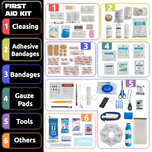 556 Piece Premium Large First Aid Kit, Survival Medical First Aid Bag – Labelled Compartments, Workplace Essential, Home &...