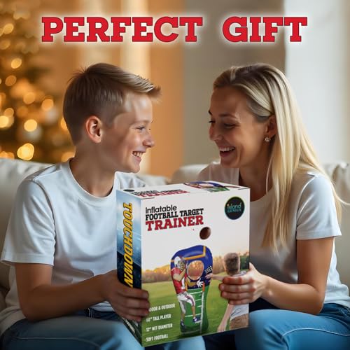 Island Genius Inflatable Football Target Toss Toy and Game for Boys Ages 8-12, 60 inch Receiver with Mini Soft Football