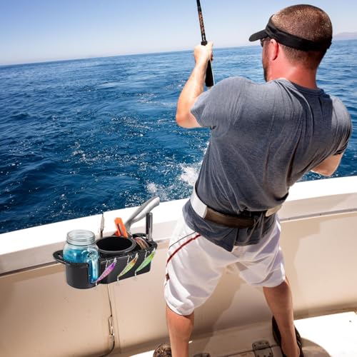 Marine Cup Organizer – Boat Storage System, Black Tackle Holder Accessory, Abs Kayak Storage Unit | Saltwater Angler Setu...