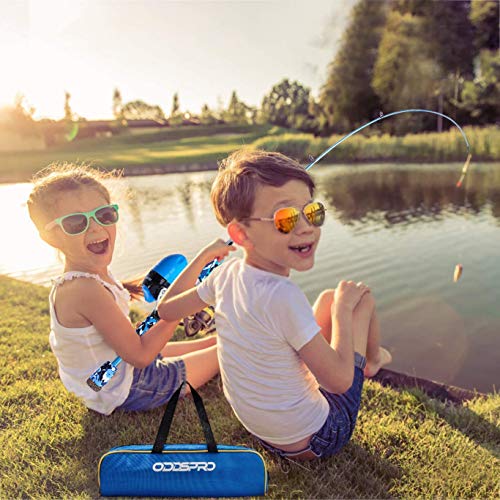 ODDSPRO Kids Fishing Pole Pink, Portable Telescopic Fishing Rod and Reel Combo Kit - with Spincast Fishing Reel Tackle Box...