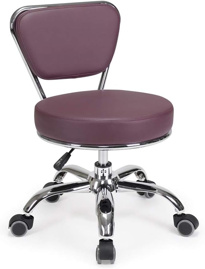 Dayton Home Office/Garden Rolling Seat (Burgundy) Pneumatic, Short Stool with Adjustable Height 13"-15", Perfect for Home Office, Gardening, Garage Mechanic, School and Lab