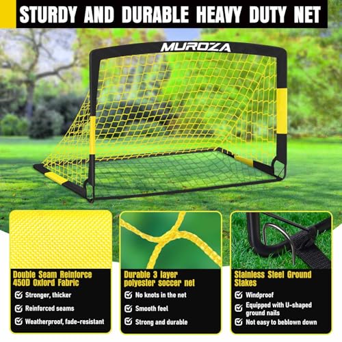 Soccer Goal, Kids Soccer Goals for Backyard Set, 2 Pack of Portable Pop Up Soccer Net with Soccer Ball, Cones, Complete Tr...