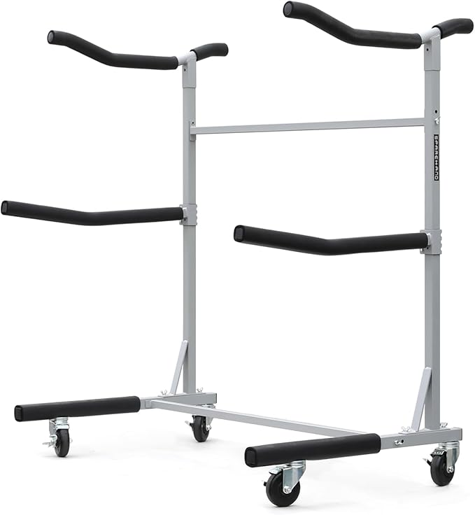 SPAREHAND Freestanding Triple Storage Rack - Heavy Duty G-C4 Caster Wheels with W/Brake - Tri-Level Rack System for 3 Kaya...