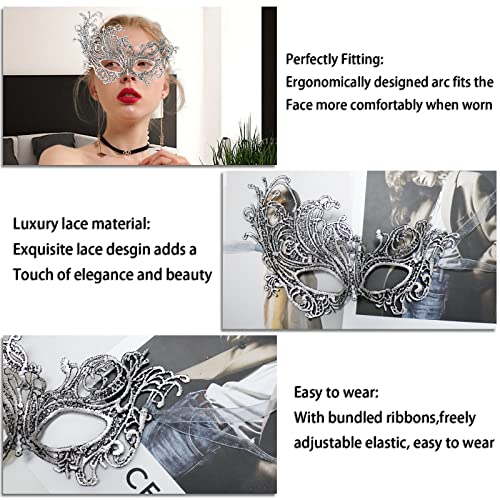 IncreDecor Couple Masquerade Lace Mask Set, Fit for Women and Men Venetian Halloween Masks, Specially for Costume, Mardi Gras