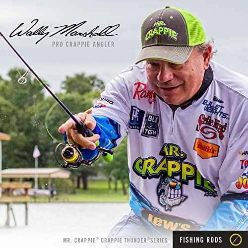Lew's Crappie Thunder Jigging Fishing Rod, Medium Light Power, Fast Action, Premium Multi-Piece Graphite Blank, EVA Foam Handle, Crappie Thunder Green