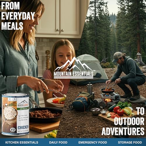 Mountain Essentials Fully Cooked Chicken 14.5 oz – Canned White Meat for Daily Meals, Camping & Emergency Food – Great for...