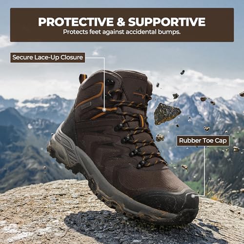 NORTIV 8 Men's Waterproof PRO Hiking Boots Outdoor Lightweight Non-Slip Arch Support Trekking Camping Ankle Boots Armadill...