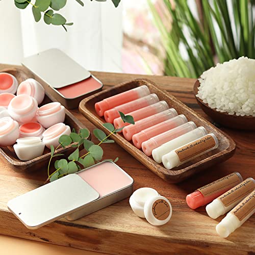 CraftZee 𝗣𝗥𝗘𝗠𝗜𝗨𝗠 Lip Balm Making Kit. DIY Lip Gloss Pack, Natural Beeswax, Shea Butter, Sweet Almond Oil, Essential...