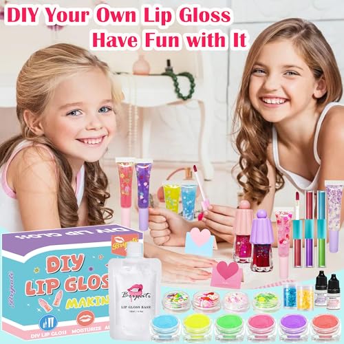 BRIPATI DIY Lip Gloss Making Kit - Make Your Own Lip Glosses Moisturizing DIY Lip Glaze Handmade Glittery Set for Teens Gi...
