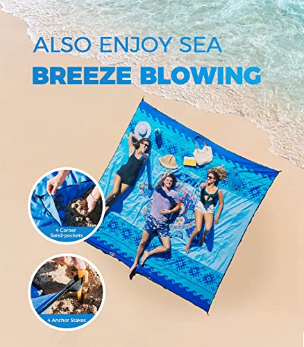 OCOOPA Beach Blanket Waterproof Sandproof, 10'X 9' Extra Large, Soft and Sturdy, Light Weight and Portable, Perfect for Be...