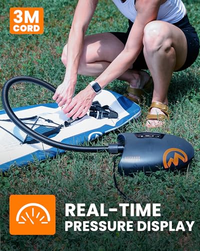 OutdoorMaster 20PSI High Pressure SUP Air Pump Shark - Intelligent Dual Stage Inflation & Auto-Off & Deflation, 12V DC Car...