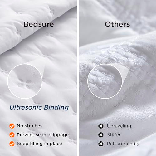 Bedsure Quilts Queen Size - Ultra Soft Quilt Bedding, White Bedspread Queen Size for Modern Bedroom, Lightweight All-Seaso...