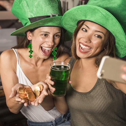 St. Patrick's Day Earrings for Women, 2 Pairs Shamrock Dangle Earrings, Irish Festival Jewelry for St Patrick's Day Outfit...