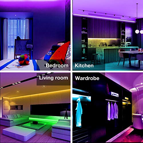 DAYBETTER SMD 5050 Remote Control Led Strip Lights 20ft, RGB Color Changing Led Strip with Remote Control for Room, Bedroo...
