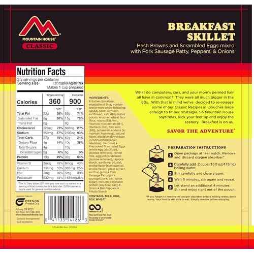 Mountain House Classic Breakfast Skillet Freeze-Dried Food for Camping, 12 Servings, 30-Year Shelf-Life