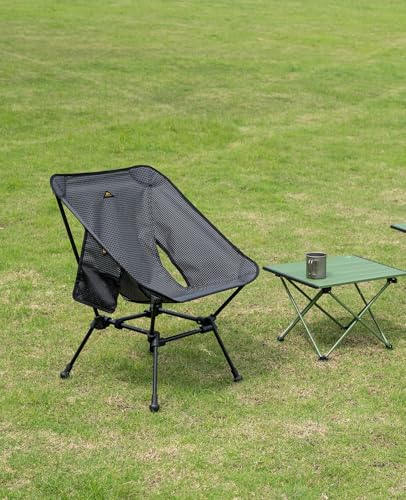 iClimb 1 Anti-Sink Large Feet Chair and 1 Low Folding Chair, Ultralight Compact for Adults Outdoor Camping Backpacking Hiking