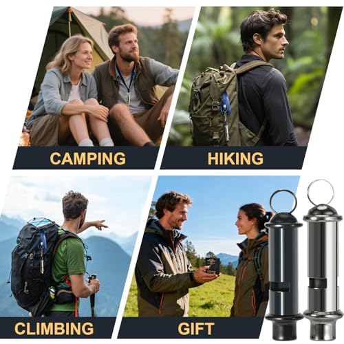 Nihtdoy Dual Emergency Whistles (2 Pack) – 120dB Survival Whistles for Hiking, Camping & Rescue – Lightweight, Durable, On...