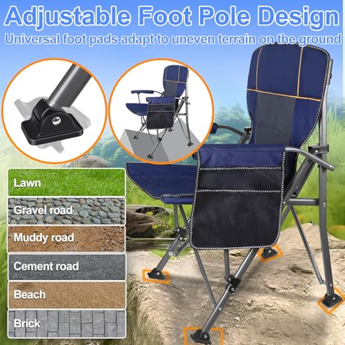 Jill Deaaa® Oversized Camping Chairs, Heavy Duty Support 450 LBS, Foldable Outdoor Chair with Padded Back & Arm, Folding L...