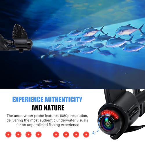 Underwater Fishing Camera,6 Inch Fish Finder Depth Finder, Portable Fishfinder with 1280 * 720 AHD Display, 80FT/Waterproo...