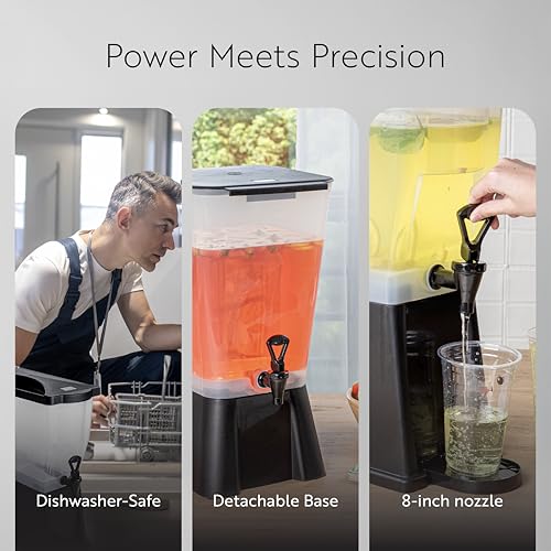 Restaurantware Bev Tek 5 Gallon Drink Dispenser 1 Dishwashable Beverage Dispenser--Detachable Tank Includes Decals Black P...