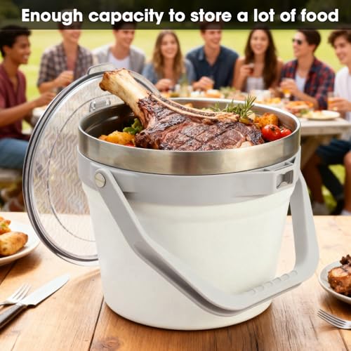 COKTIK 7L Insulated Ice Bucket with Lid，Double Wall Vacuum Stainless Steel Beverage Bucket Keeps Frozen Longer，Holds 6 Lon...