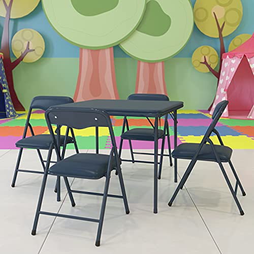 Flash Furniture Mindy Kids Navy 5 Piece Folding Table and Chair Set