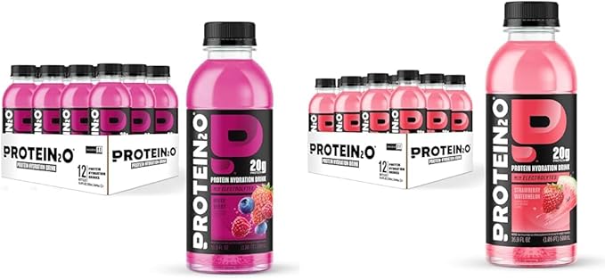 Bundle of Protein2o 20g Whey Protein Isolate Hydration Drink, Mixed Berry, 16.9 oz (12 Count) + Protein2o 20g Whey Protein...