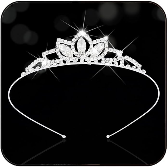 Kilshye Princess Silver Tiara and Crown Pink Crystal Tiaras Pageant Crowns Rhinestone Birthday Headdress for Women
