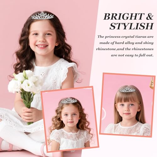 Tobeelec 24 Pcs Crystal Tiara Crown, Tiaras Bulk for Girls Rhinestone Princess Crown, Silver Crystal Tiara for Girls, Wome...