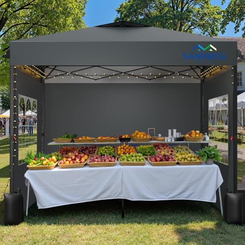 10X10 Pop Up Canopy Tent with 3 Sidewalls,Easy Up Canopy,Commercial Instant Shelter,Heavy Duty One Person Set Up Event Ten...