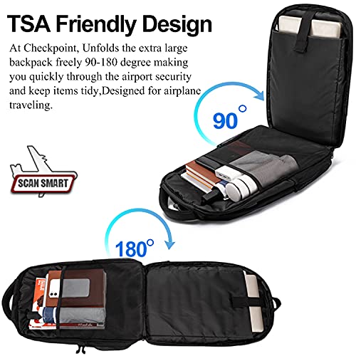 Extra Large Backpack for Men 50L,Water Resistant 17.3 inch Travel Laptop Backpack with USB Charging Port,TSA Friendly Big ...
