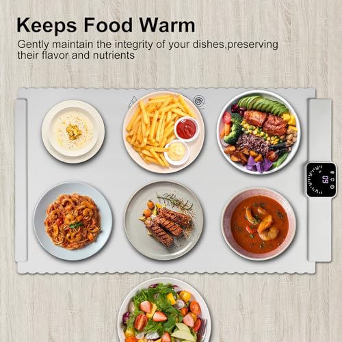 Electric Warming Tray with 5 Adjustable Temperature Control, Foldable and Portable Food Warmer for Parties, Holidays, Ente...
