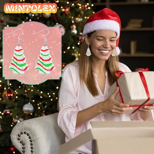 Mintolex Christmas Tree Earrings for Women Acrylic Xmas Drop Dangle Earrings Cute Christmas Holiday Party Costume Jewelry ...