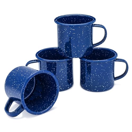 COLETTI Classic Camping Mugs — Enamel Coffee Mug, Camping Coffee Mugs — Premium Nostalgic Mug Set, German Imported Enamel ...