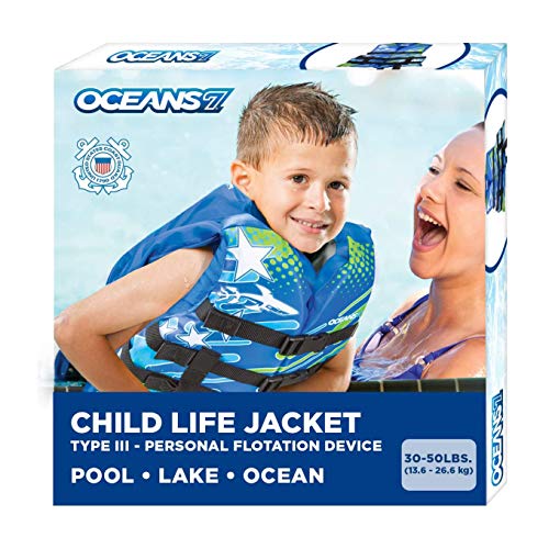 Airhead Treasure USCG Approved Life Jacket and Oceans 7 USCG Approved Open-Sided Life Jacket | Blue