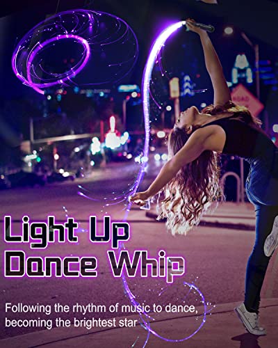 SZYICONG 6ft LED Fiber Optic Whip Dance, USB Rechargeable, 7 Colors, 4 Modes, Rainbow Bright Lights Effect, Great for Rave...