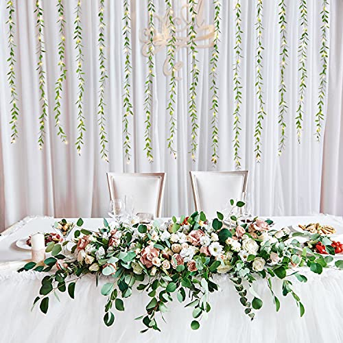 Lvydec Artificial Vines Curtain Lights, Fake Greenery Garland Willow Leaves with Lights for Wedding Party Backdrop Baby Sh...