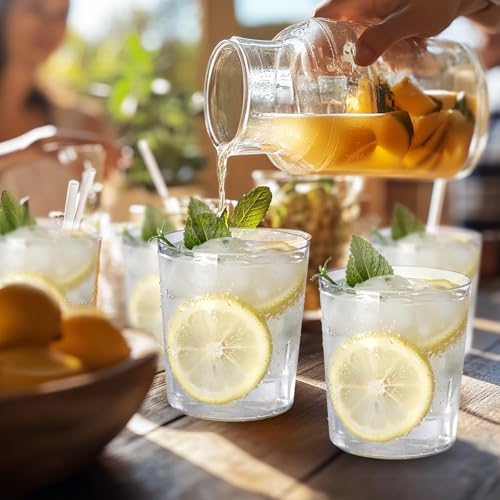 Liacere Drinking Glasses Set of 8, 17 oz Highball Plastic Glasses & 14oz Cocktail Plastic Glasses Set, Kitchen Water Glass...