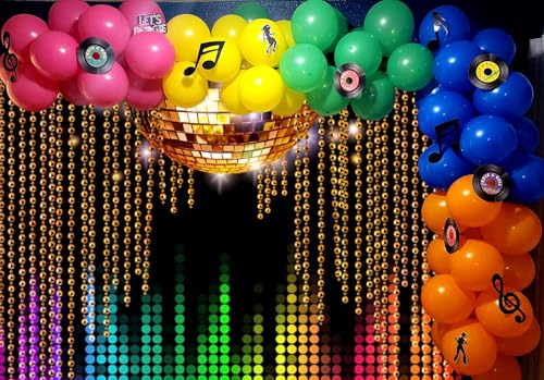Lexfvpoo Disco Backdrop 10x8ft Golden Glitter Disco Ball Photo Background for Photography 70s 80s 90s Theme Party Decorati...