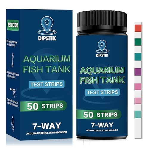 Aquarium Test Strips, 7-Way Aquarium Test Kit for Freshwater Saltwater,50 Strips Quick and Accurate Fish Tank Pond Test St...