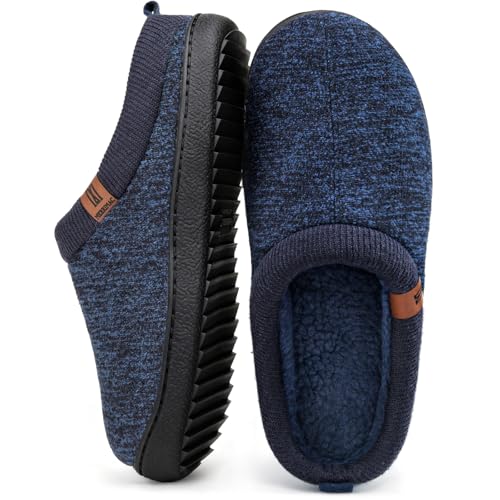 MERRIMAC Men's Slip on Slippers Comfy Memory Foam Non Slip Indoor House Shoes