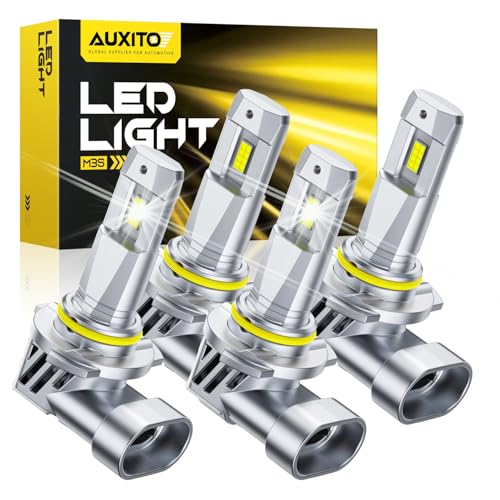 AUXITO 9005 9006 Bulb Combo, 80000LM 6500K White, Mini Size with Cooling Fan, Plug and Play, Pack of 4
