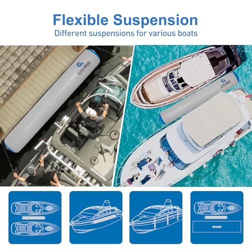 COOLWAVE Inflatable Boat Fenders, Upgraded Boat Bumpers for Docking, 6FT / 10FT Heavy Duty Dock Fender with Storage Bag, D...